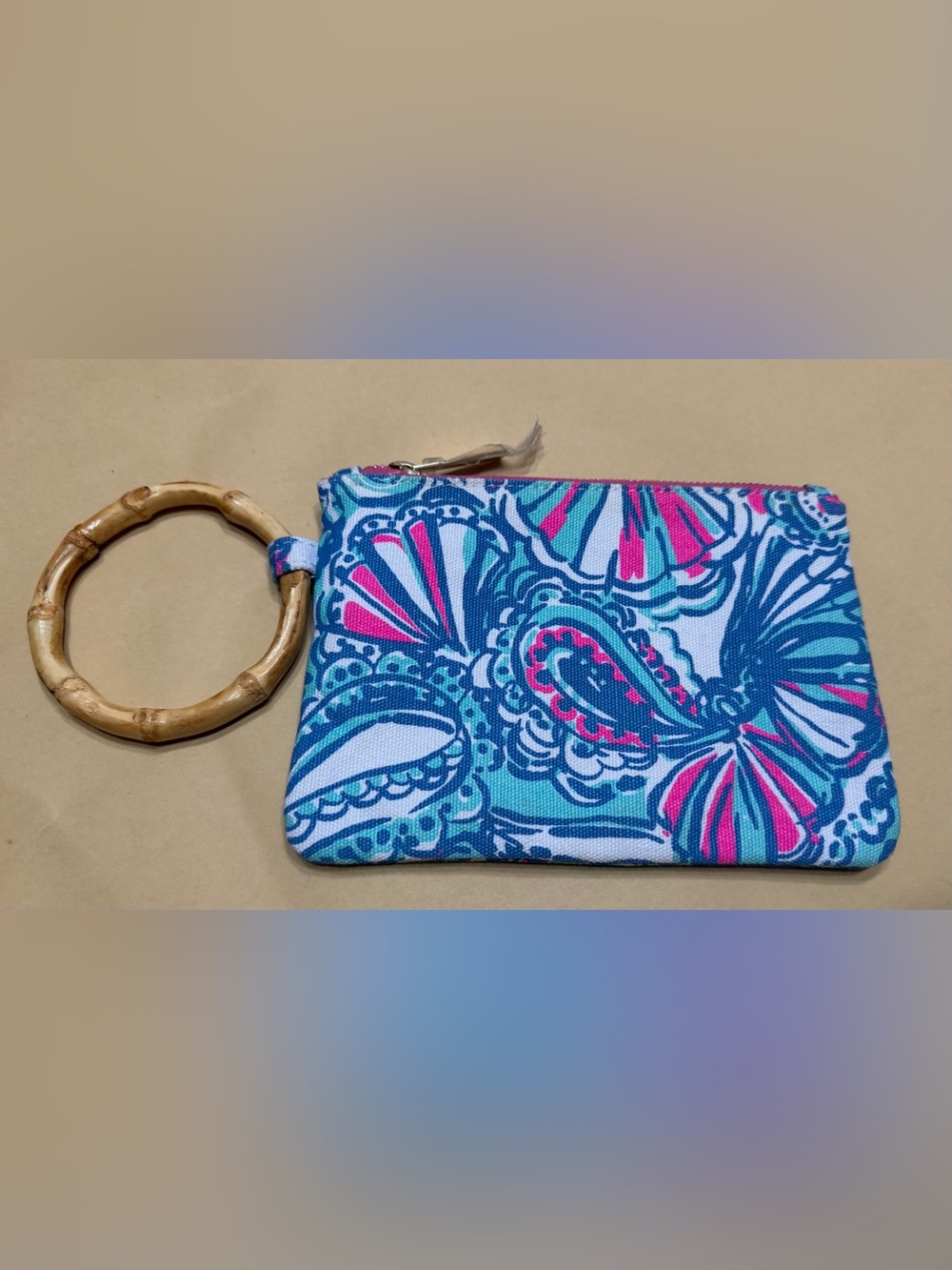 Lilly Pulitzer for Target My Fans print bamboo ring wristlet pouch/clutch.